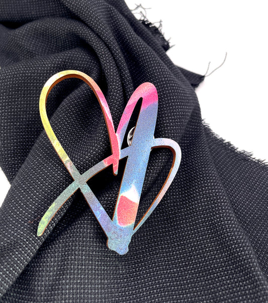 Heart Core Wooden Brooch