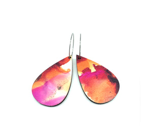 Drop Fire Wooden Earrings