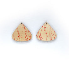 wooden drop earrings with dotted patter double sided sustainabl hoop pine australia