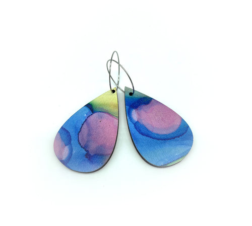 Drop Sky Wooden Earrings