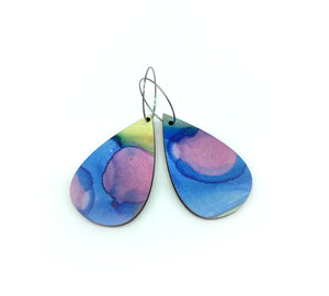 Drop Sky Wooden Earrings