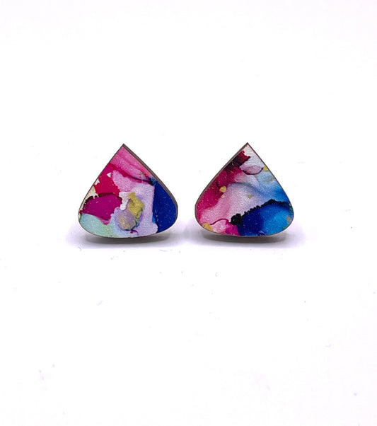 Droplet Stud Heart Earrings