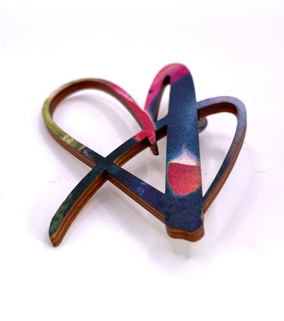 Heart Core Wooden Brooch