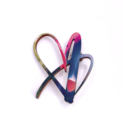 Heart Core Wooden Brooch