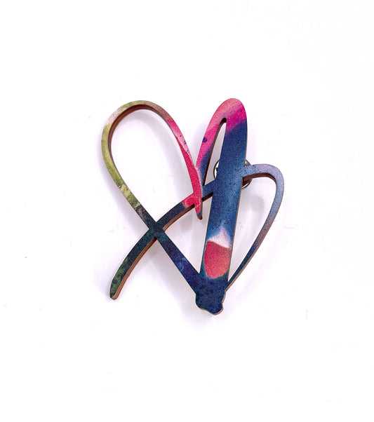 Heart Core Wooden Brooch
