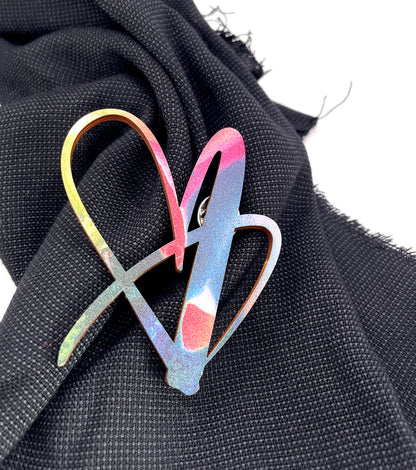 Heart Core Wooden Brooch