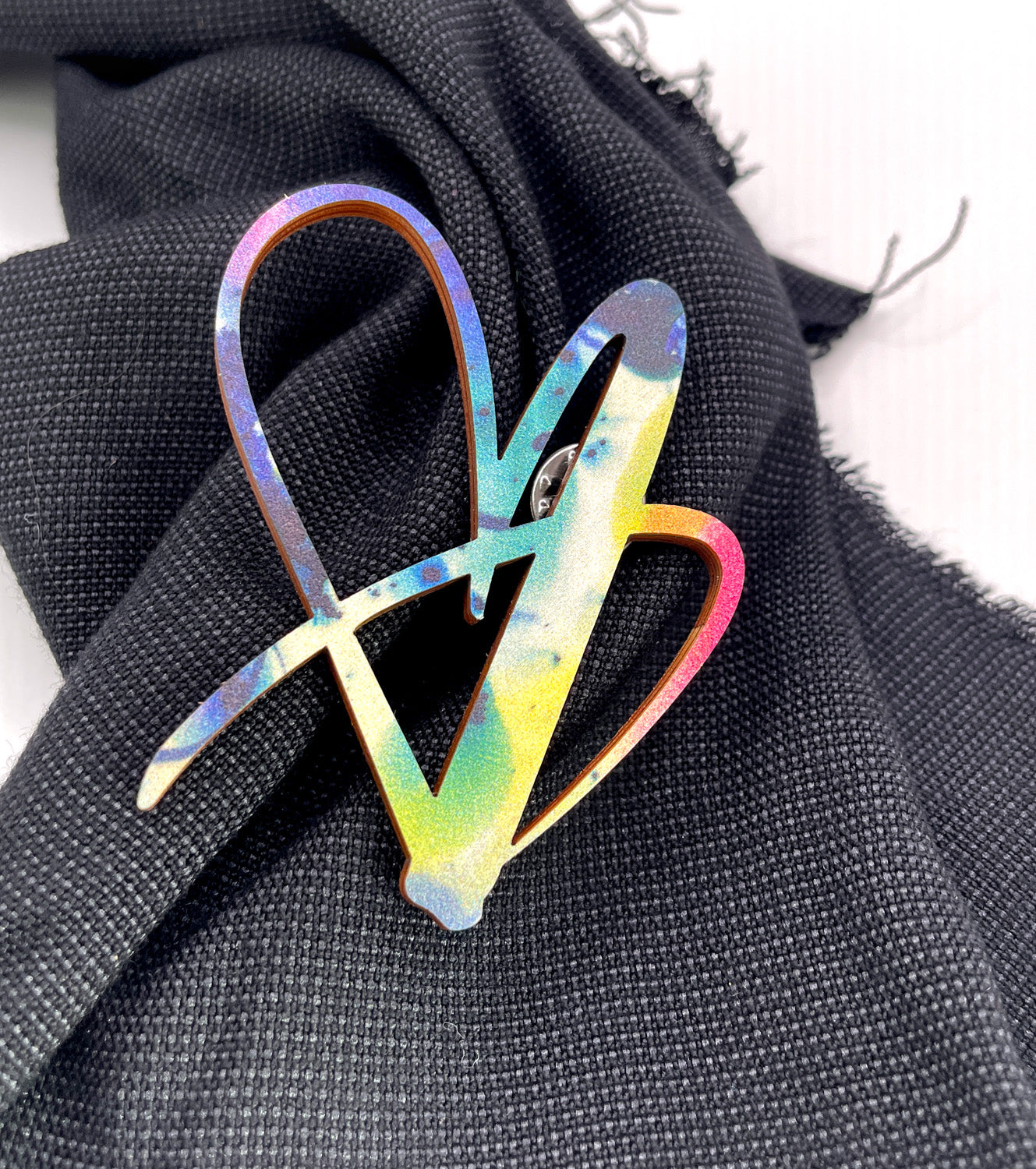 Heart Flow Wooden Brooch
