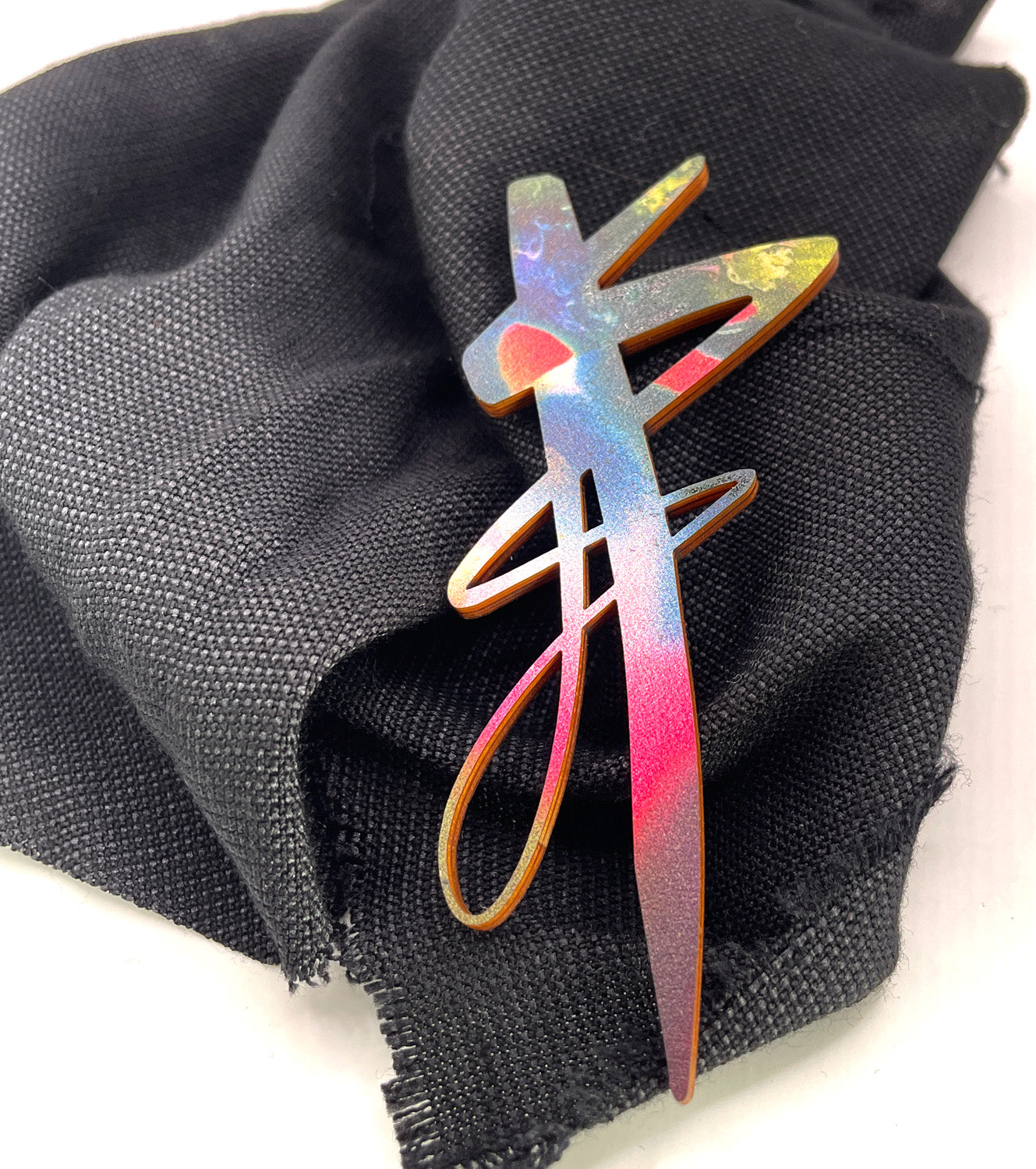 Long Core Wooden Brooch