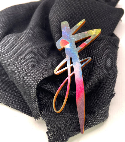 Long Core Wooden Brooch