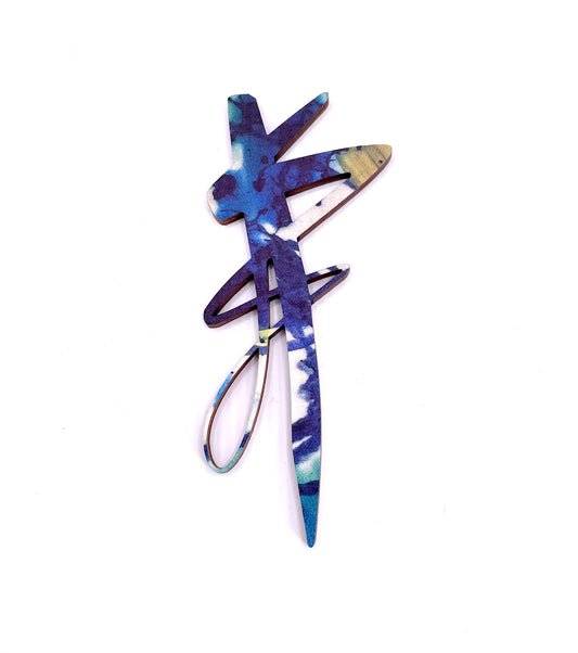 Long Flow Wooden Brooch