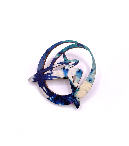 Pin Flow Wooden Brooch