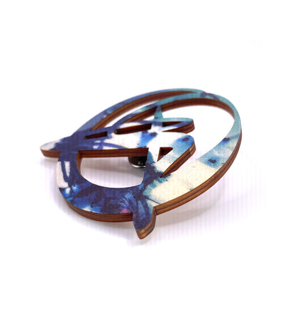 Pin Flow Wooden Brooch