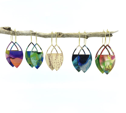 Wash Leaf Tri Statement Earrings