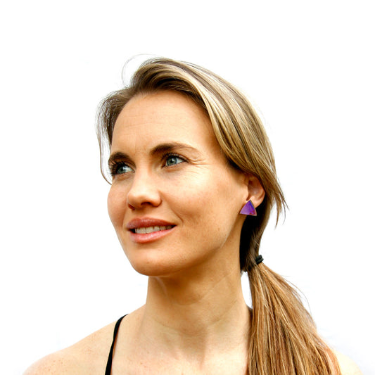 Solart dream triangular studs made from sustainably sourced hoop pine here in Melbourne Australia.