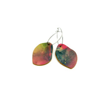 Shop women's wooden earrings named ‘Rock Drop Heart’ shaped as a natural rock. Made from sustainable wood with stainless steel hoops. Made in Australia.