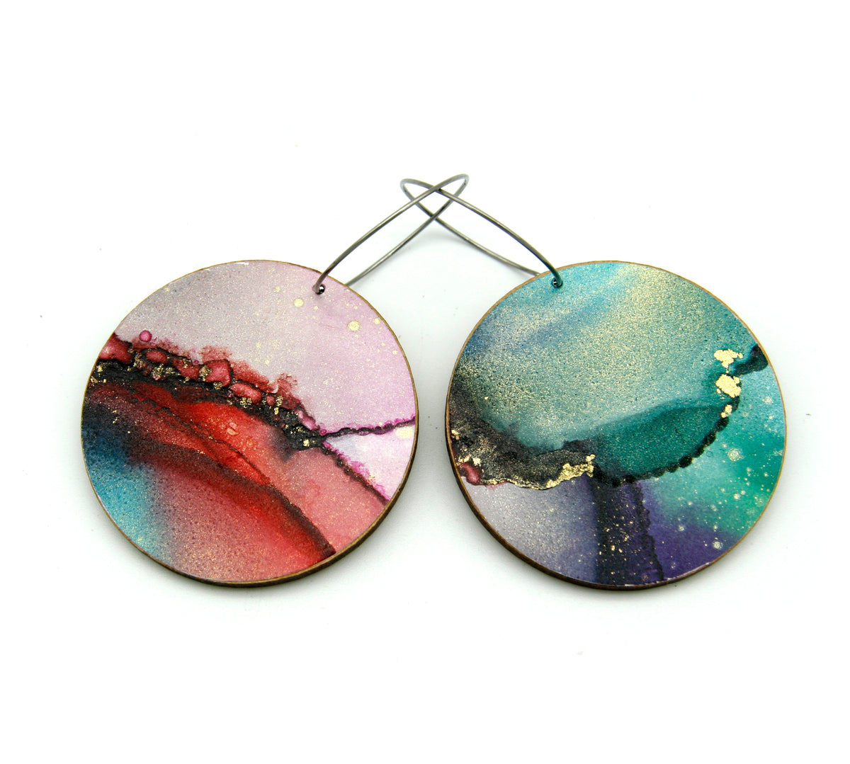 White Beauty large disc earrings #06