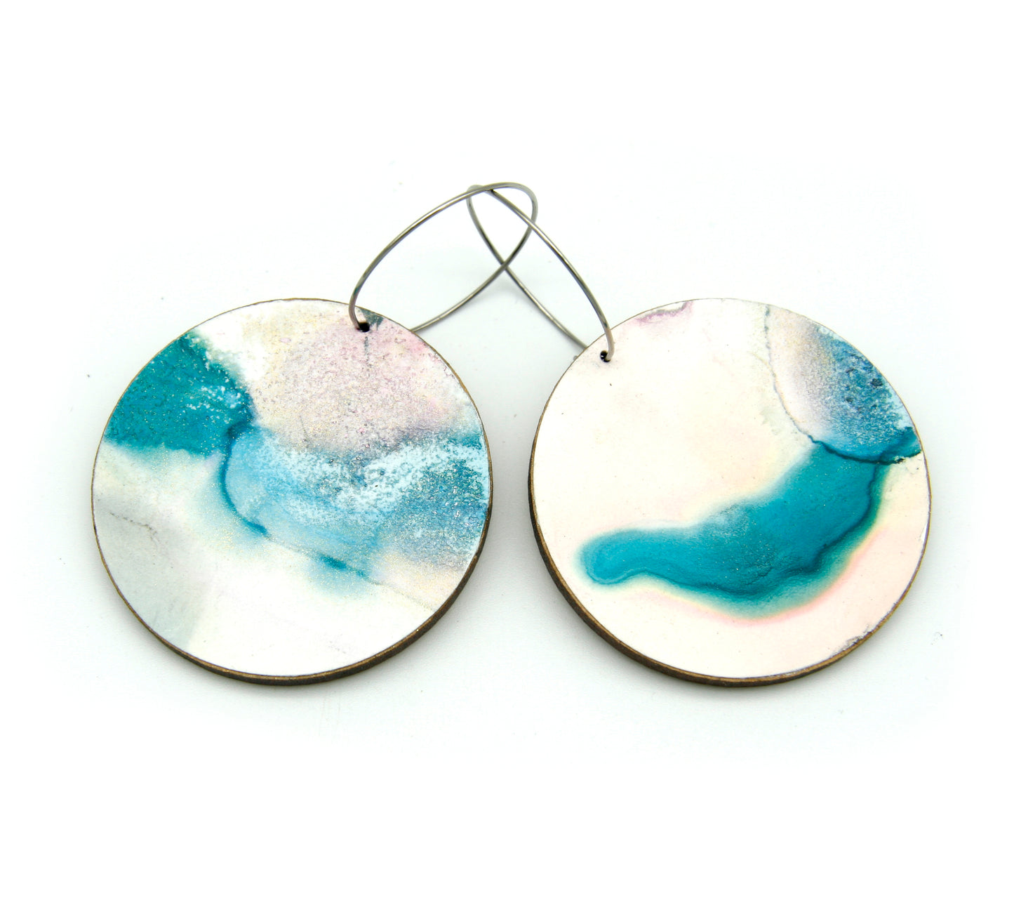 White Beauty large disc earrings #19