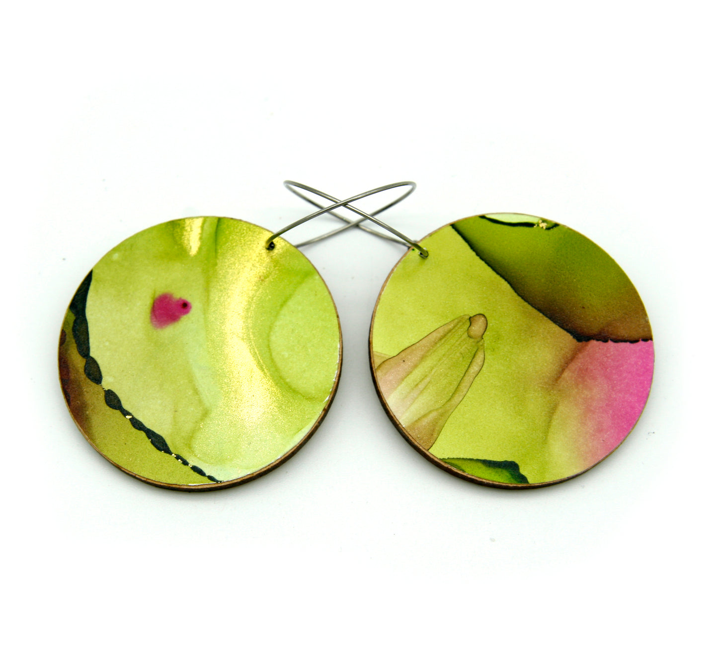 White Beauty large disc earrings #02