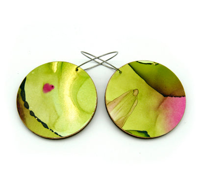 White Beauty large disc earrings #02