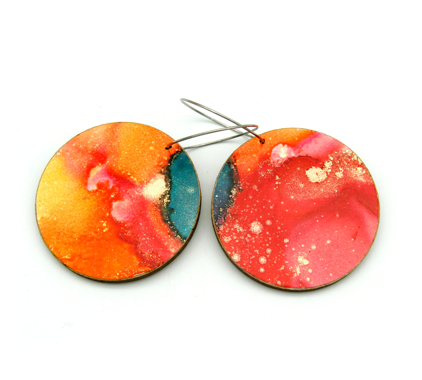White Beauty large disc earrings #35